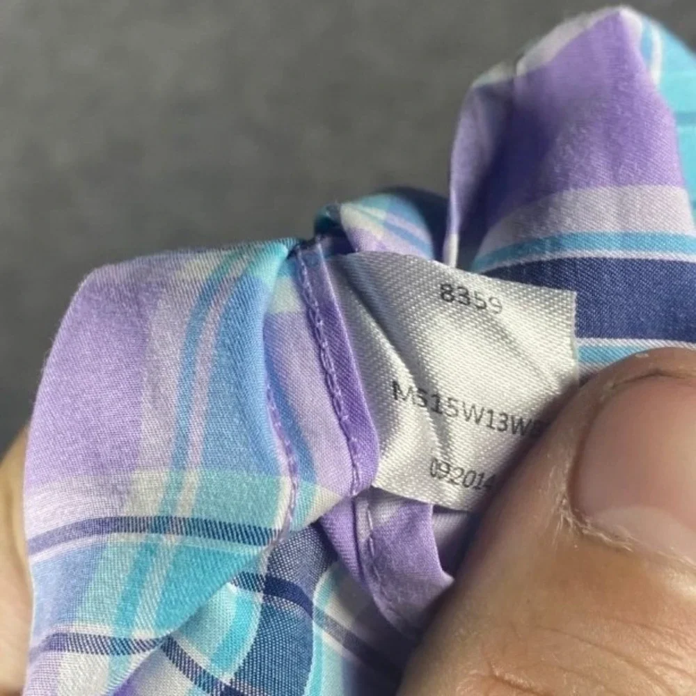Peter Millar Men's Plaid Button Down Shirt Small Purple Aqua Blue Seaside Finish